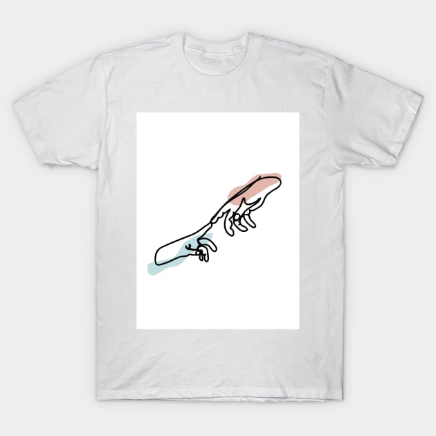 Minimal  Line Drawing Hands Touching T-Shirt by Art Designs